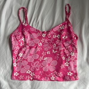 Pink Floral Cami Crop Top